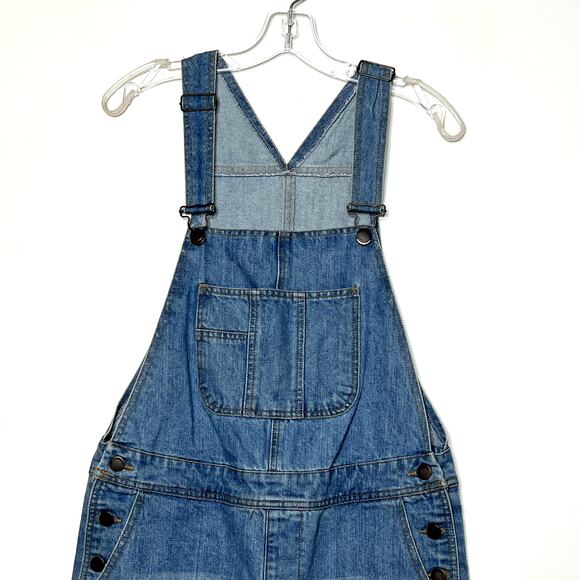 Life In Progress Distressed Ripped Denim Jean Short Overalls Small Shortalls - Picture 2 of 10